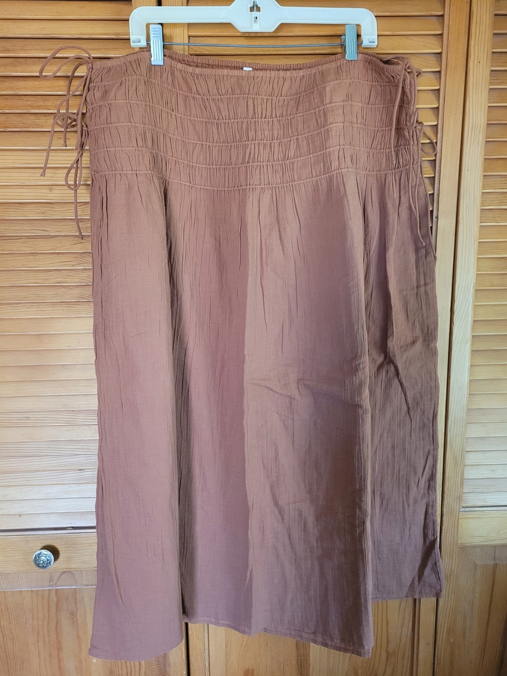 American Eagle Outfitters Rust Brown Smocked Maxi Skirt